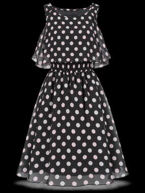 Robert Louis Polka Dot Chiffon Midi Dress Size M NWT